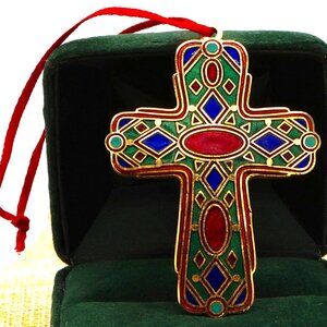 Vintage 1998 Hallmark Cloissane Cross of Peace Keepsake Ornament
